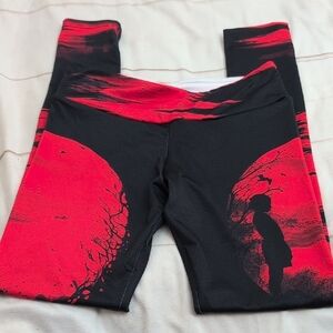 Society6 size Small Beautiful Red and Black Outline Graphic Leggings Moon Water